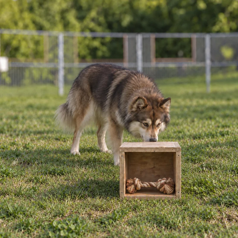 dog doing scent detection training